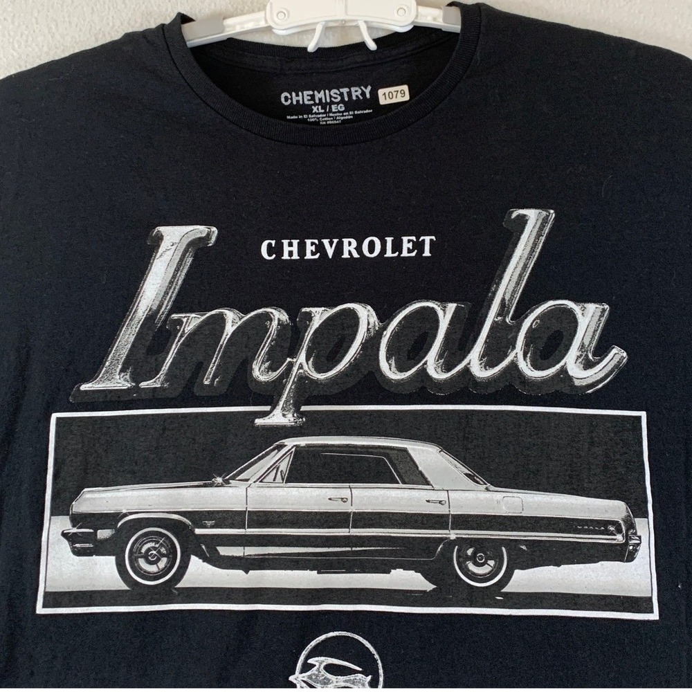 Chevrolet‎ Impala Men's Classic Car GM Official Graphic Cotton T-Shirt XL Black - Picture 2 of 6